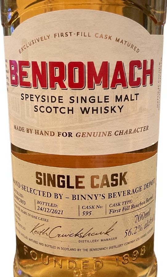 Benromach 2010 Single Cask Binny's Beverage Depot 56.2% 700ml