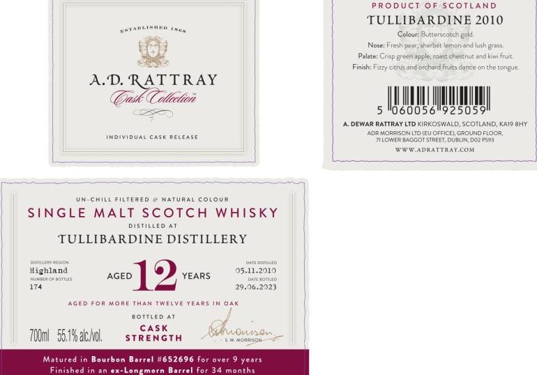 Tullibardine 2010 DR Cask Collection Bourbon Barrel ex-Longmorn Barrel 55.1% 700ml