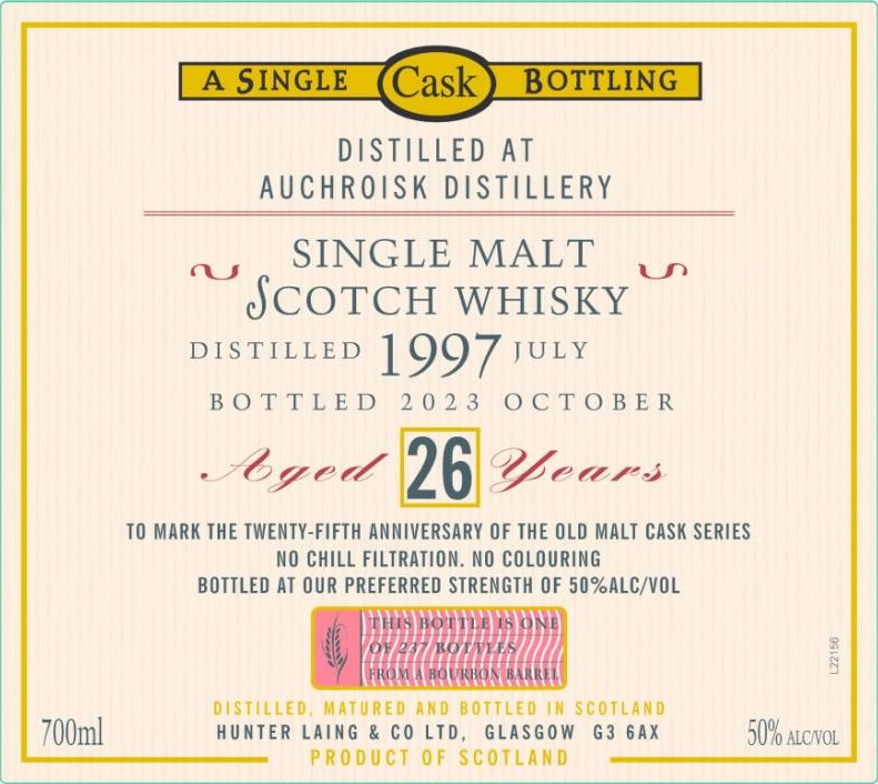 Auchroisk 1997 HL The Old Malt Cask 25th Anniversary 50% 700ml