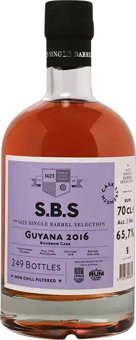 S.B.S 2016 Guyana Bourbon Cask Bottled for Rum CZ/SK and Rum a vse kolem nej 65.7% 700ml