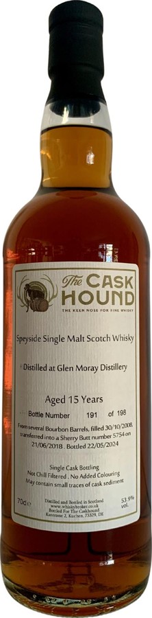 Glen Moray 2008 WhB The Cask Hound 53.9% 700ml