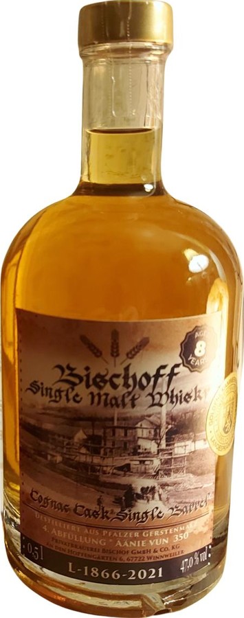 Single Malt Whisky 8yo 4. Abfullung Privatbrauerei Bischof 47% 500ml