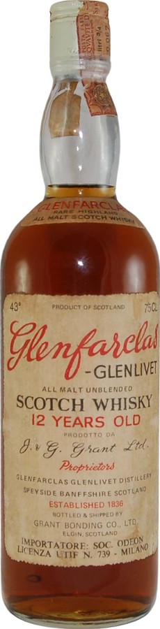 Glenfarclas 12yo All Malt Unblended Importatore: SOC Odeon Licenza Utif N. 739 Milano 43% 750ml