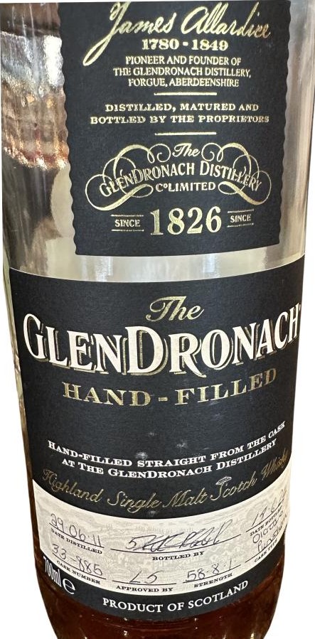 Glendronach 2011 Hand-Filled at the Distillery 58.8% 700ml