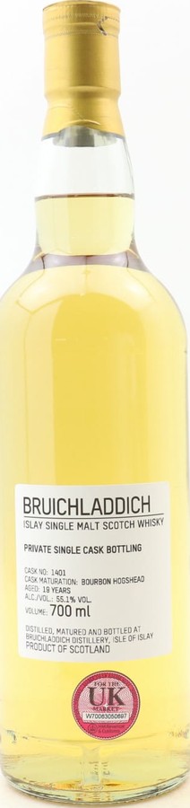 Bruichladdich 19yo Private Single Cask Bottling 55.1% 700ml