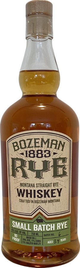 Bozeman 1883 Montana Straight Rye Small Batch Rye 45% 750ml