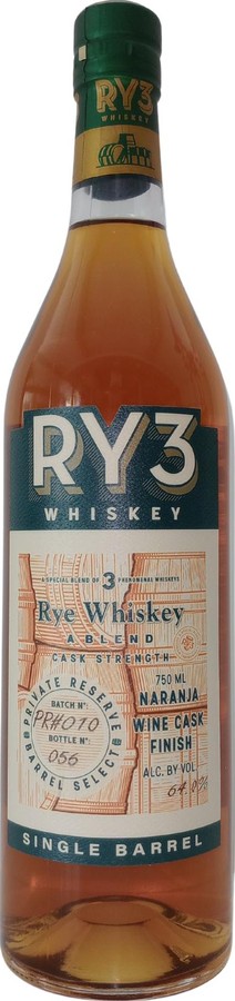 RY3 Ry3 Naranja Wine Cask Finish Rye Ry3 Naranja Wine Cask Finish Rye 64% 750ml