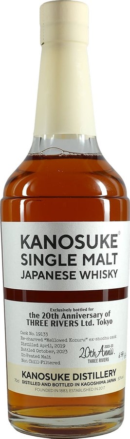 Kanosuke 2019 Single Cask Three Rivers Tokyo 20th Anniversary 2003 2023 50% 700ml