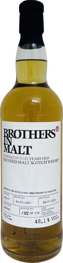 Blended Malt Scotch Whisky 2003 BiM Ochnagur 48.1% 700ml