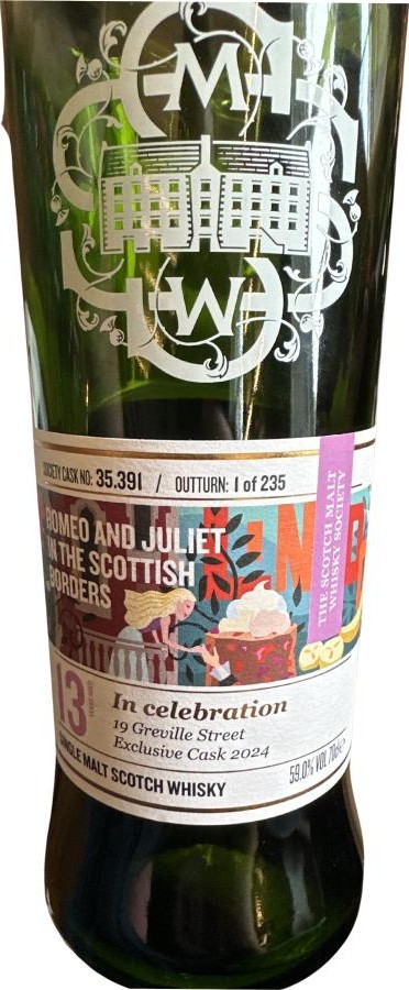 Glen Moray 13yo SMWS 35.391 Romeo and Juliet in the Scottish borders Exclusive cask 2024 19 Greville street 59% 700ml