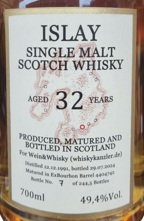 Islay Single Malt Scotch Whisky 1991 Wk wine&Whisky 49.4% 700ml