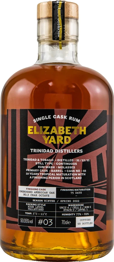 Elizabeth Yard 2011 TDL Trinidad #3 Ungrogged American Oak Char Octave Finish 10yo 50.05% 700ml