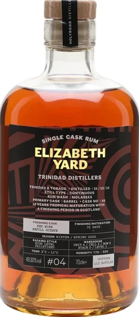 Elizabeth Yard 2011 TDL Trinidad #4 Red Wine Octave Finish 10yo 49.3% 700ml