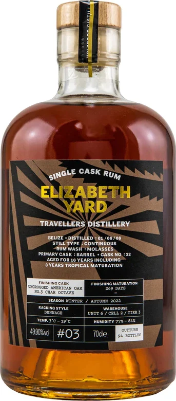 Elizabeth Yard 2006 Travellers Belize #3 Ungrogged American Oak Char Octave Finish 16yo 49.9% 700ml