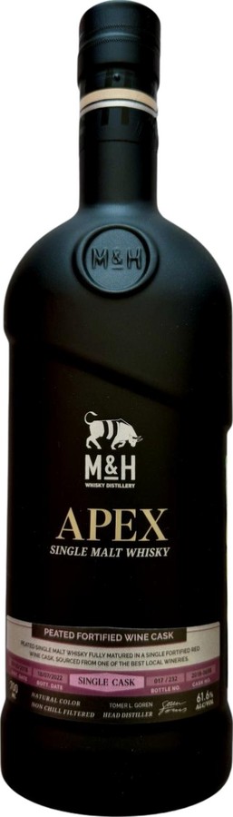 M&H 2018 APEX Peated Fortified Red Wine Cask 61.6% 700ml