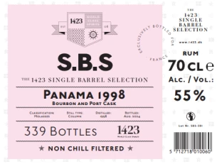 S.B.S 1998 Panama Bourbon and Port Cask 55% 700ml