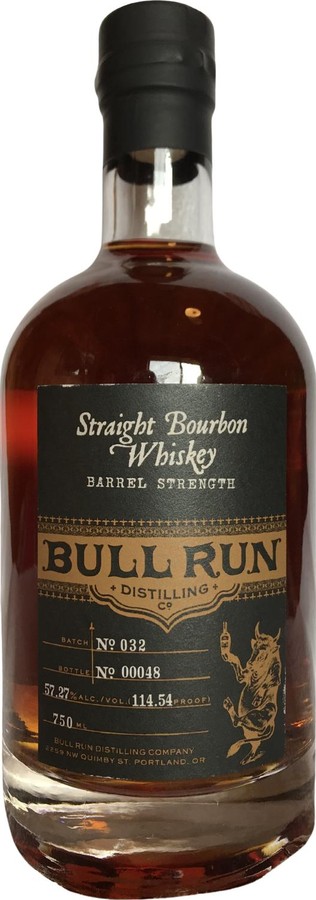 Bull Run Straight Bourbon Whisky Barrel Strength 57.27% 750ml