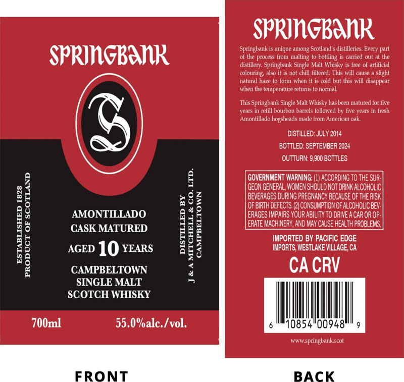 Springbank 2014 Amontillado 10yo 55% 700ml