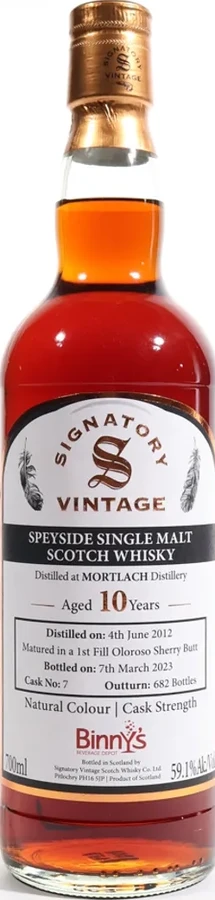 Mortlach 2012 SV Signatory Vintage Cask Strength Binny's Beverage Depot 59.1% 700ml