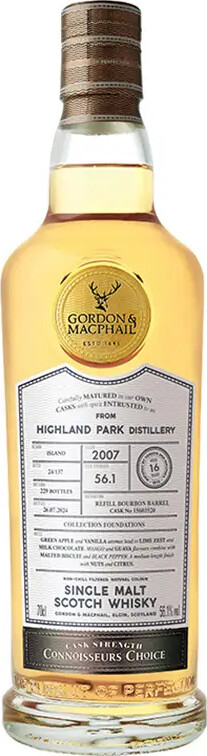 Highland Park 2007 GM Connoisseurs Choice Refill Bourbon Barrel Collection Foundations 16yo 56.1% 700ml