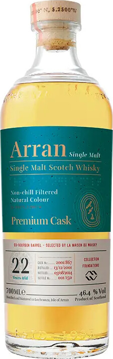 Arran 2001 Premium Cask Bourbon Barrel Collection Foundations 22yo 46.4% 700ml