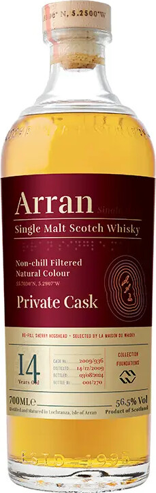 Arran 2009 Private Cask Re-fill Sherry Hogshead Collection Foundations 14yo 56.5% 700ml