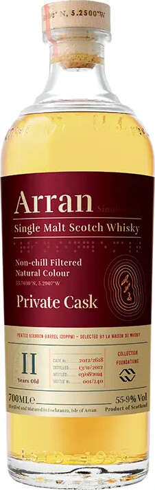 Arran 2012 Private Cask Peated Bourbon Barrel Collection Foundations 11yo 55.9% 700ml