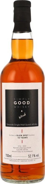 Glen Spey 2014 KI Simply Good Whisky 52.1% 700ml