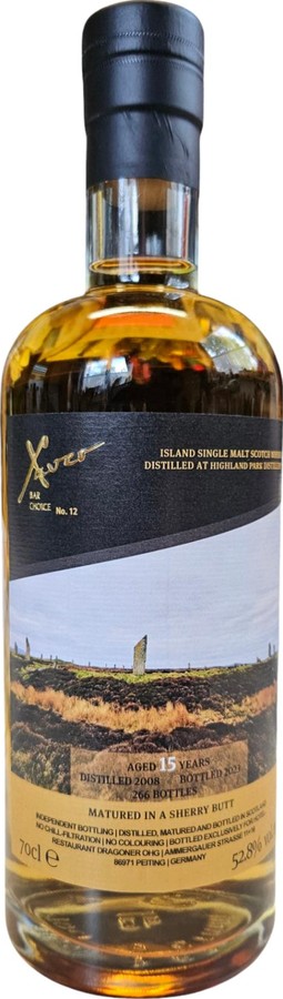 Highland Park 2008 Sb Xaver Bar Choice Nr 12 Xaver CocktaiBar & WhiskyLounge 52.8% 700ml