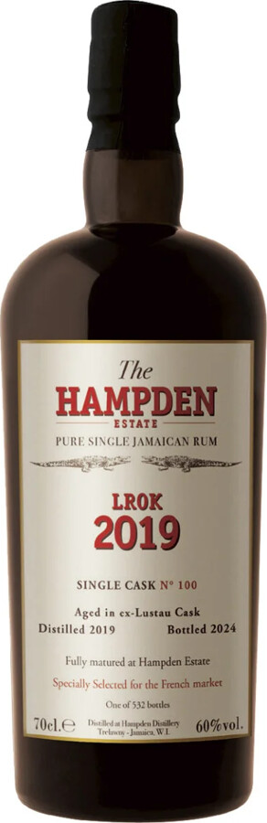 Velier Hampden 2019 LROK Single Cask #100 Aged in ex-Lustau Cask Specially Selected for the French market 60% 700ml