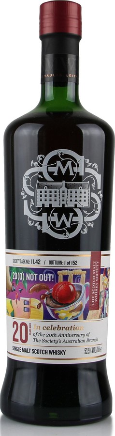 Tomatin 2000 SMWS 11.42 20(0) not out! First Fill Pedro Ximenez Hogshead In celebration of the 20th Anniversary of The Society's Australian Branch 20yo 53.5% 700ml