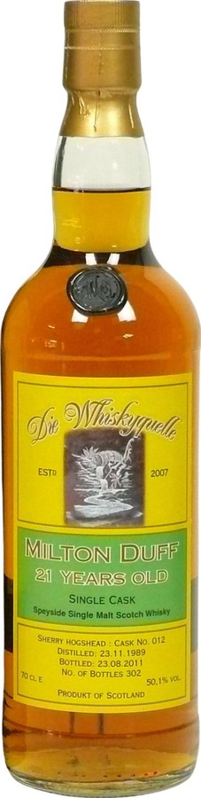 Miltonduff 1989 WhQu Single Cask 50.1% 700ml