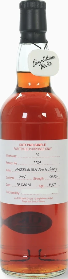 Hazelburn 2018 Duty Paid Sample For Trade Purposes Only 59.9% 700ml