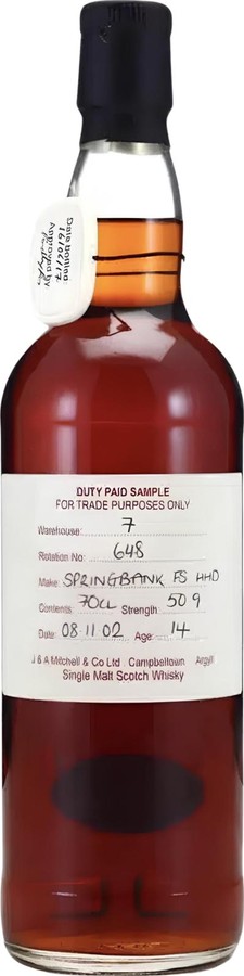 Springbank 2002 Duty Paid Sample For Trade Purposes Only 50.9% 700ml