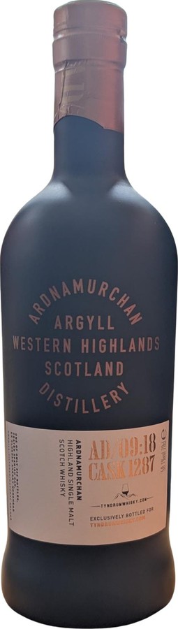 Ardnamurchan 2018 AD 09:18 CASK 1287 Exclusively bottled for TyndrumWhisky.com TyndrumWhisky.com 58.1% 700ml