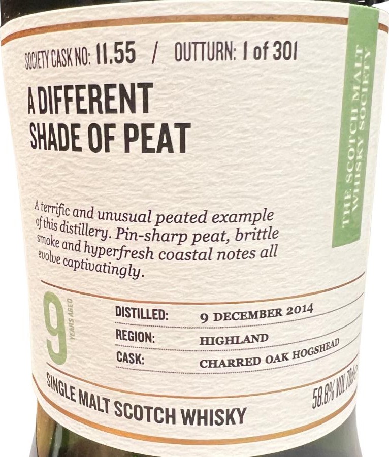 Tomatin 2014 SMWS 11.55 A different shade of peat 58.8% 700ml