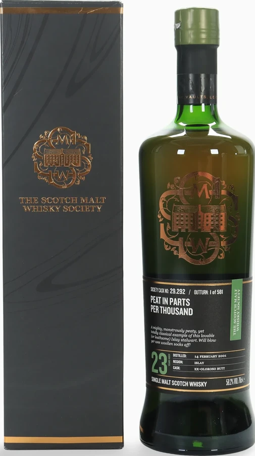 Laphroaig 2001 SMWS 29.292 Peat in parts per thousand 58.2% 700ml