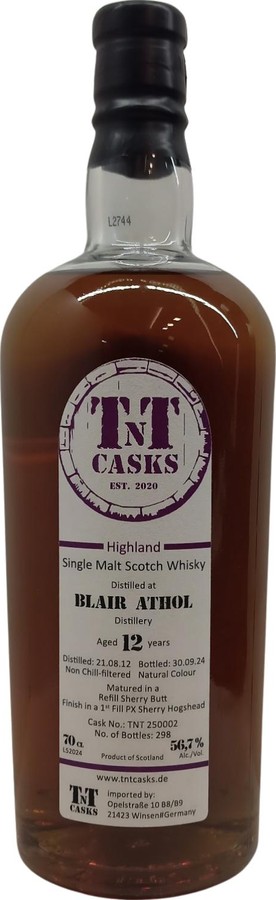 Blair Athol 2012 TnTC Pedro Ximenez Sherry Hogshead Finish 56.7% 700ml