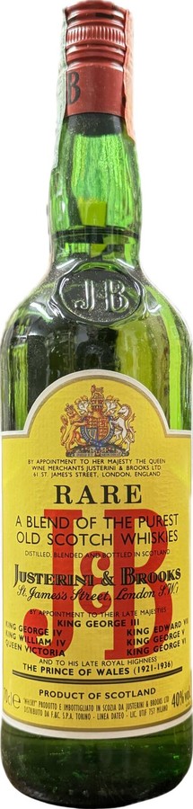 J&B Rare A Blend Of The Purest Old Scotch Whiskies F. & C. S.p.A. Torino 40% 700ml