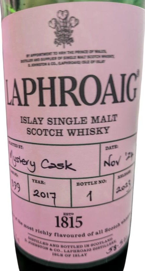 Laphroaig 2017 Handfilled Distillery only mystery cask 58.5% 700ml