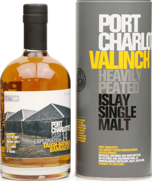 Port Charlotte Cask Exploration 14 Valinch Taigh-Bathair Bannaichte Sherry Butt R15/195-001 51.7% 500ml
