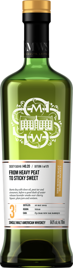 Balcones 2019 SMWS 140.20 From heavy peat to sticky sweet 64% 700ml