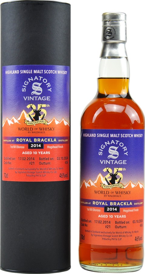 Royal Brackla 2014 SV The Un-Chillfiltered Collection Waldhaus am See 25th anniversary World of Whisky 46% 700ml