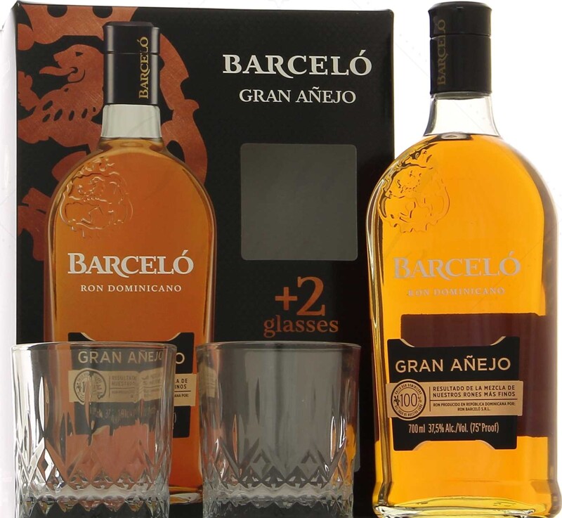 Ron Barcelo Gran Anejo Giftbox With 2 Glasses 37.5% 700ml