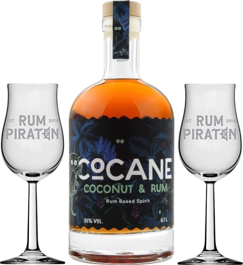 CoCane Coconut & Rum Rum Piraten Giftbox With Glasses 35% 700ml