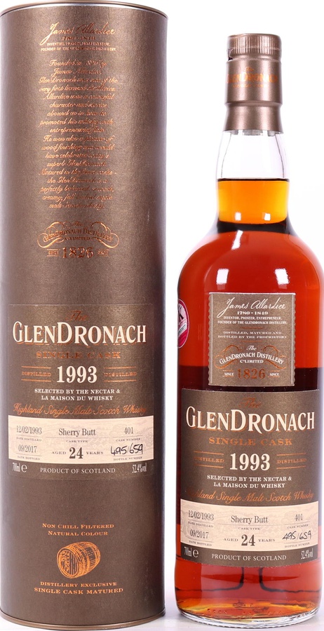 Glendronach 1993 Single Cask Sherry butt #401 LMDW & The Nectar of the Daily Dram 52.4% 700ml