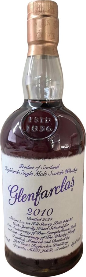 Glenfarclas 2010 25th Anniversary of Bar Campbelltown Loch and 10th Anniversary of The Whisky Hoop 59.1% 700ml