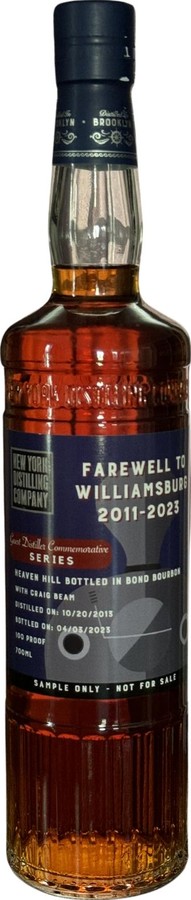 New York Distilling Company 2013 Farewell to Williamsburg 2011 2023 Guest Distiller Commemorative Series 50% 700ml