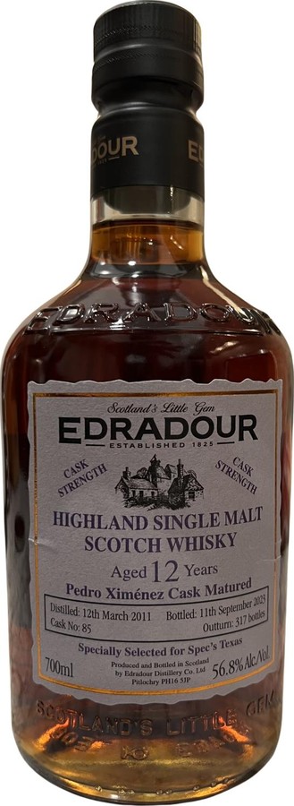 Edradour 2011 Spec's Texas 56.8% 700ml