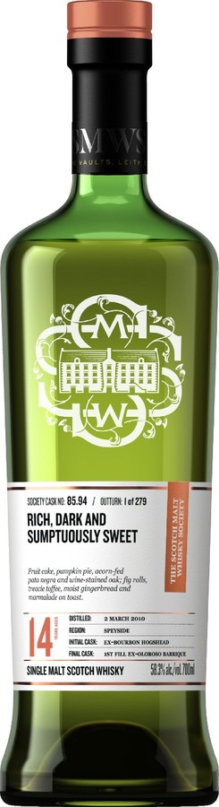 Glen Elgin 2010 SMWS 85.94 Rich dark and sumptuously sweet 58.3% 700ml